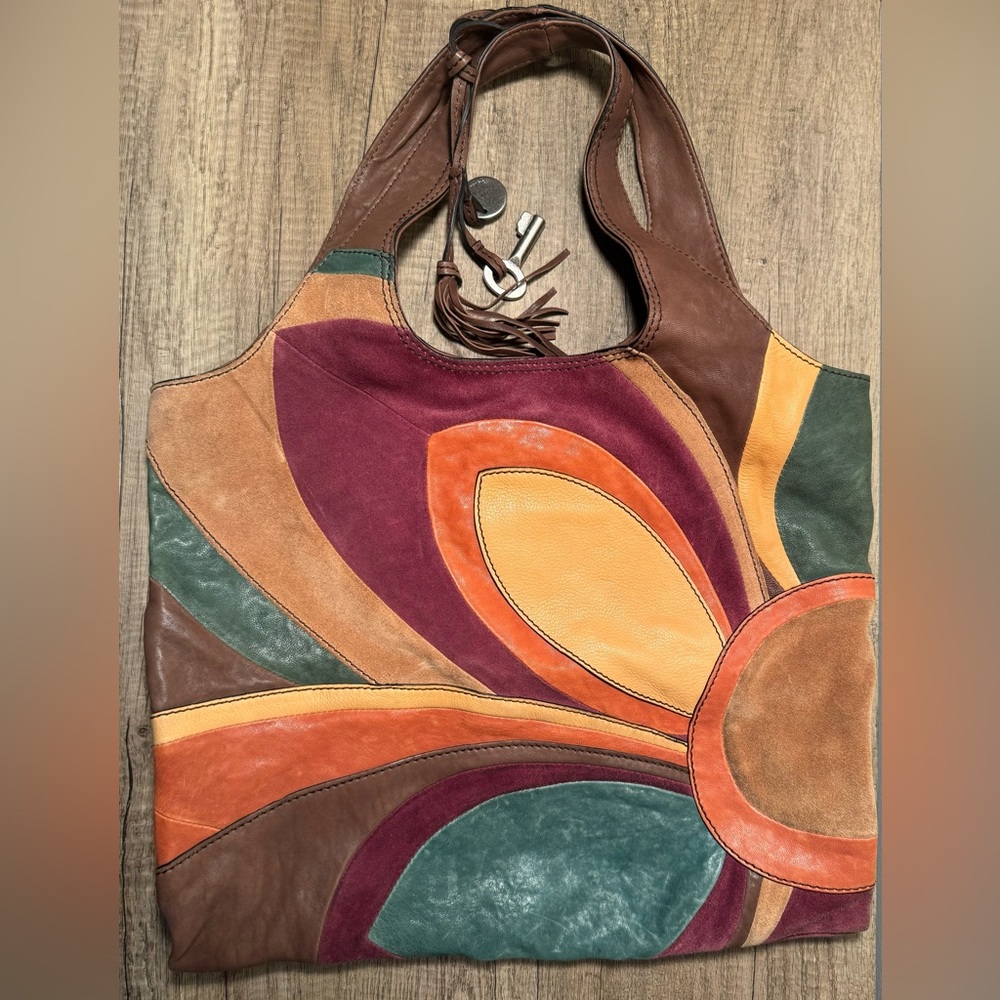 Fossil Fifty Four Colorful Leather Handbag Purse